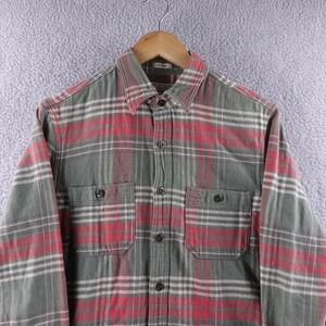 Wallace Barnes Plaid Flannel Shirt Red Grey Classic Fit Mens Size S Outdoor Camp